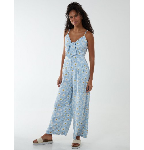 Daisy Print Tie Front Jumpsuit Daisy Print Tie Front Jumpsuit