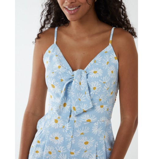 Daisy Print Tie Front Jumpsuit Daisy Print Tie Front Jumpsuit