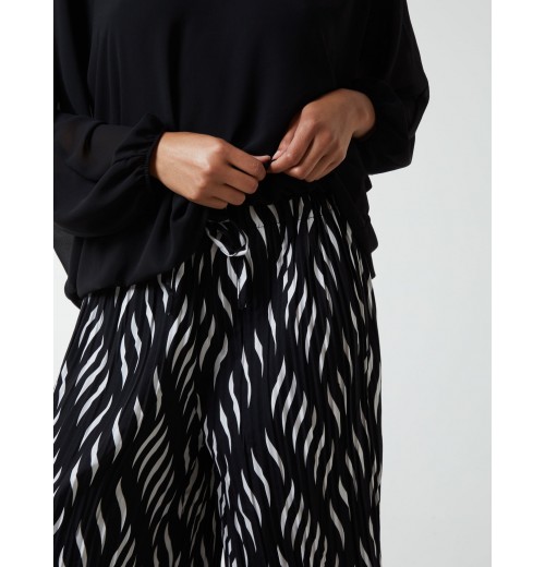 Pleated Abstract Wide Leg Trousers Pleated Abstract Wide Leg Trousers