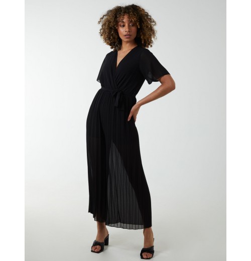Pleated Wrap Over Jumpsuit Pleated Wrap Over Jumpsuit
