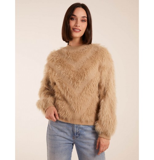 Fluffy Round Neck Cuff Sleeve Jumper Fluffy Round Neck Cuff Sleeve Jumper