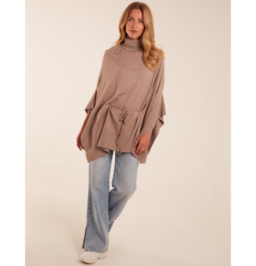 Roll Neck Drawstring Poncho Roll Neck Drawstring Poncho