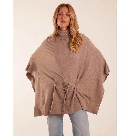 Roll Neck Drawstring Poncho Roll Neck Drawstring Poncho