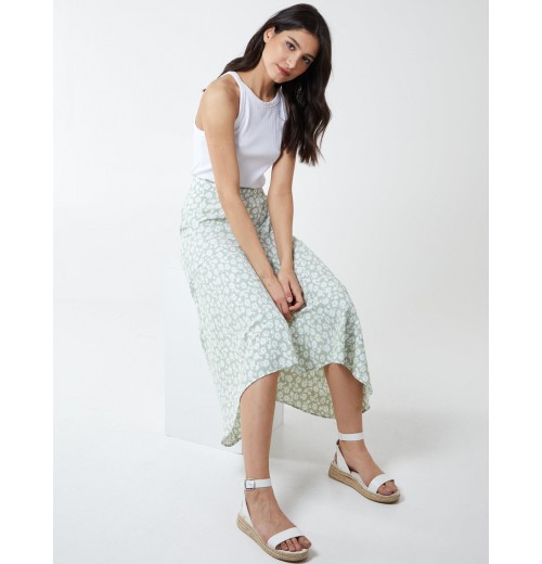 Floral Print Asymmetric Midi Skirt Floral Print Asymmetric Midi Skirt