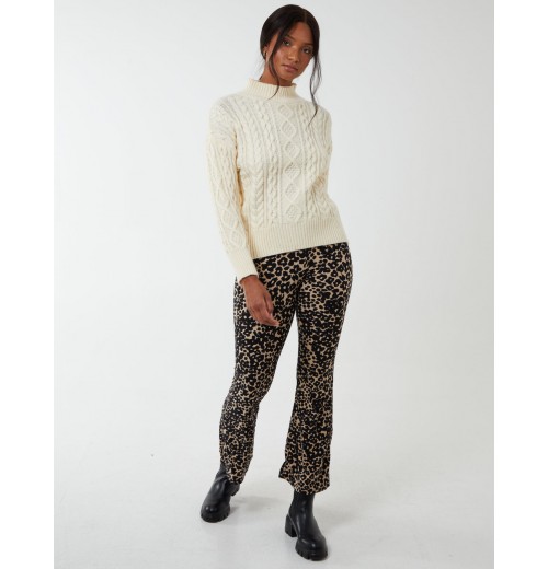 Leopard Print Flared Pants
